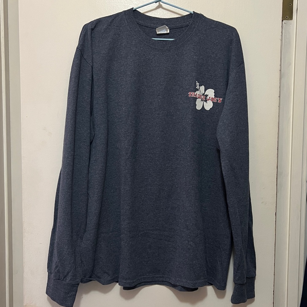 Trader Joe’s long sleeve tee heathered navy blue Large
